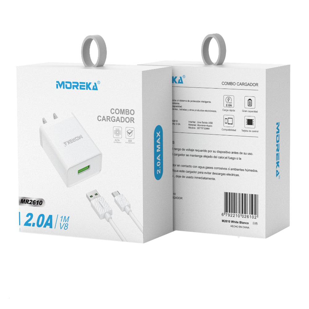 Cargador Moreka MR2610 2.0A Puerto Usb incluye tipo V8 1M - Imagen 5