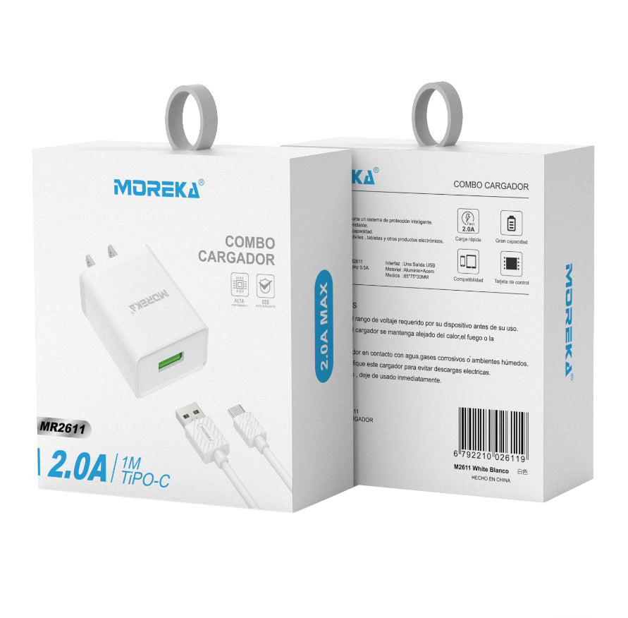 Cargador Moreka MR2611 2.0A Usb Cable Tipo C - Imagen 8