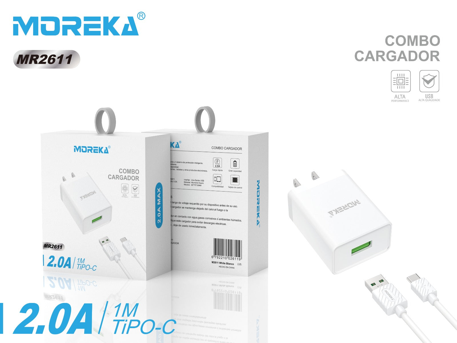 Cargador Moreka MR2611 2.0A Usb Cable Tipo C - Imagen 10