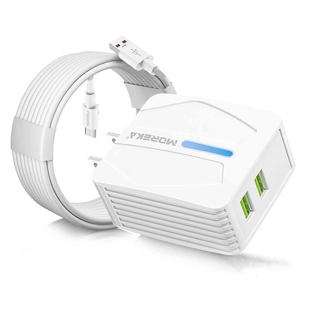 Cargador Moreka N0411 2.4A 2 USB incluye Cable V8 1M - Imagen 1