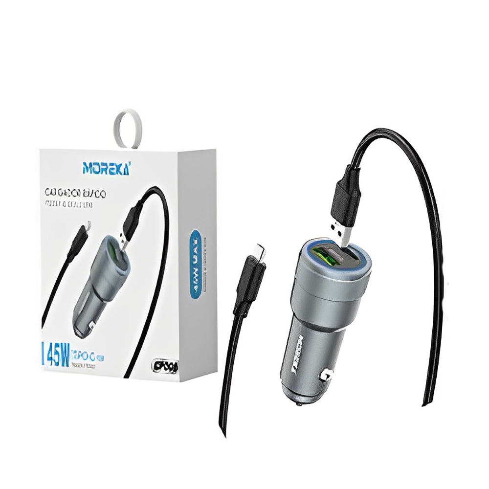 Cargador De Carro Moreka CP008 Plug In 45W USB y Tipo C - Imagen 2