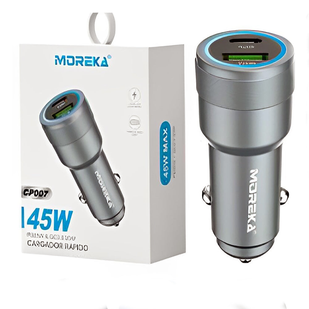 Cargador De Carro Moreka CP007 Plug In 45W puertos USB y C - Imagen 2