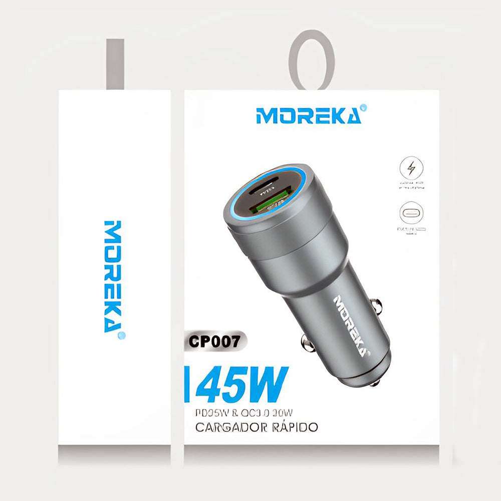 Cargador De Carro Moreka CP007 Plug In 45W puertos USB y C - Imagen 9