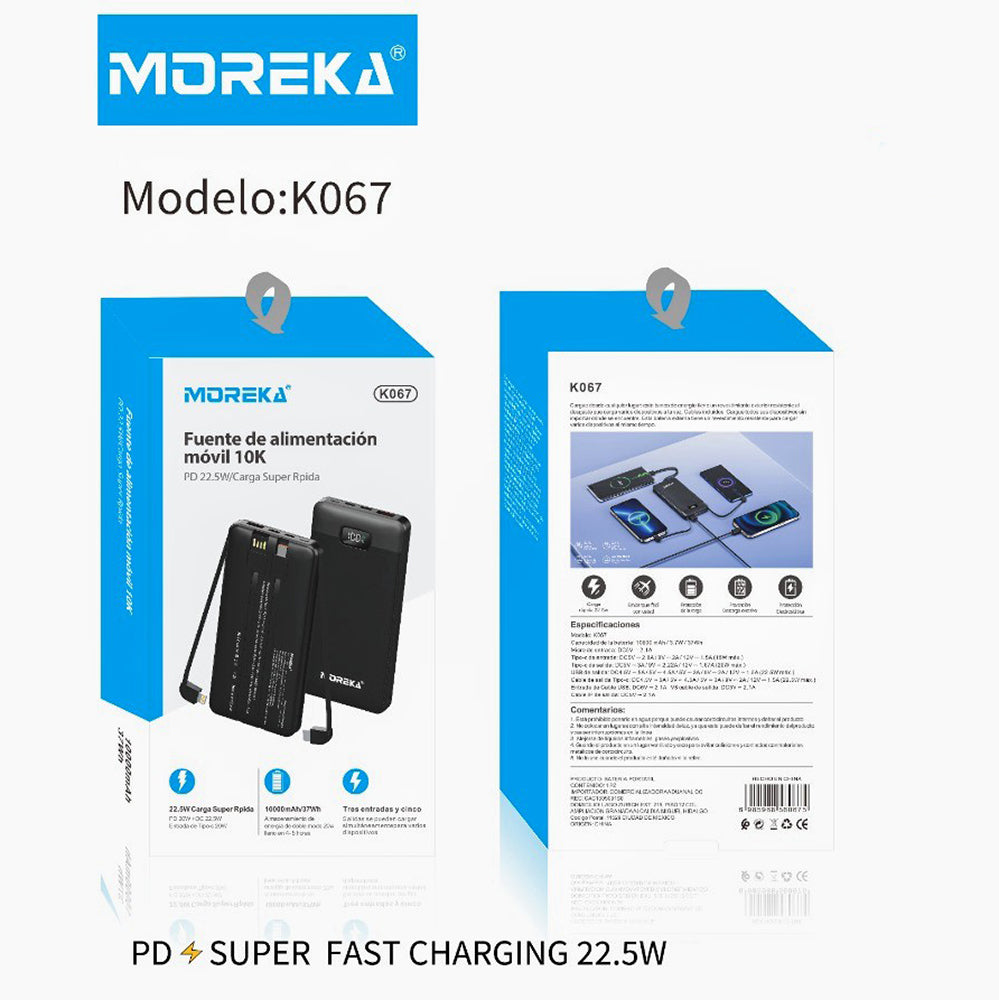 Powerbank Moreka K067 10000 mAh 3.7W Tipo C V8 IP - Imagen 9