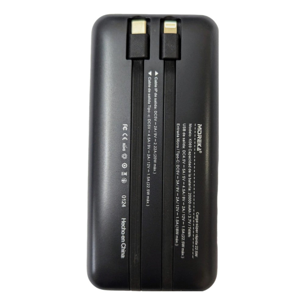 Powerbank Moreka K069 20000 mAh 22.5W Tipo C IP - Imagen 6
