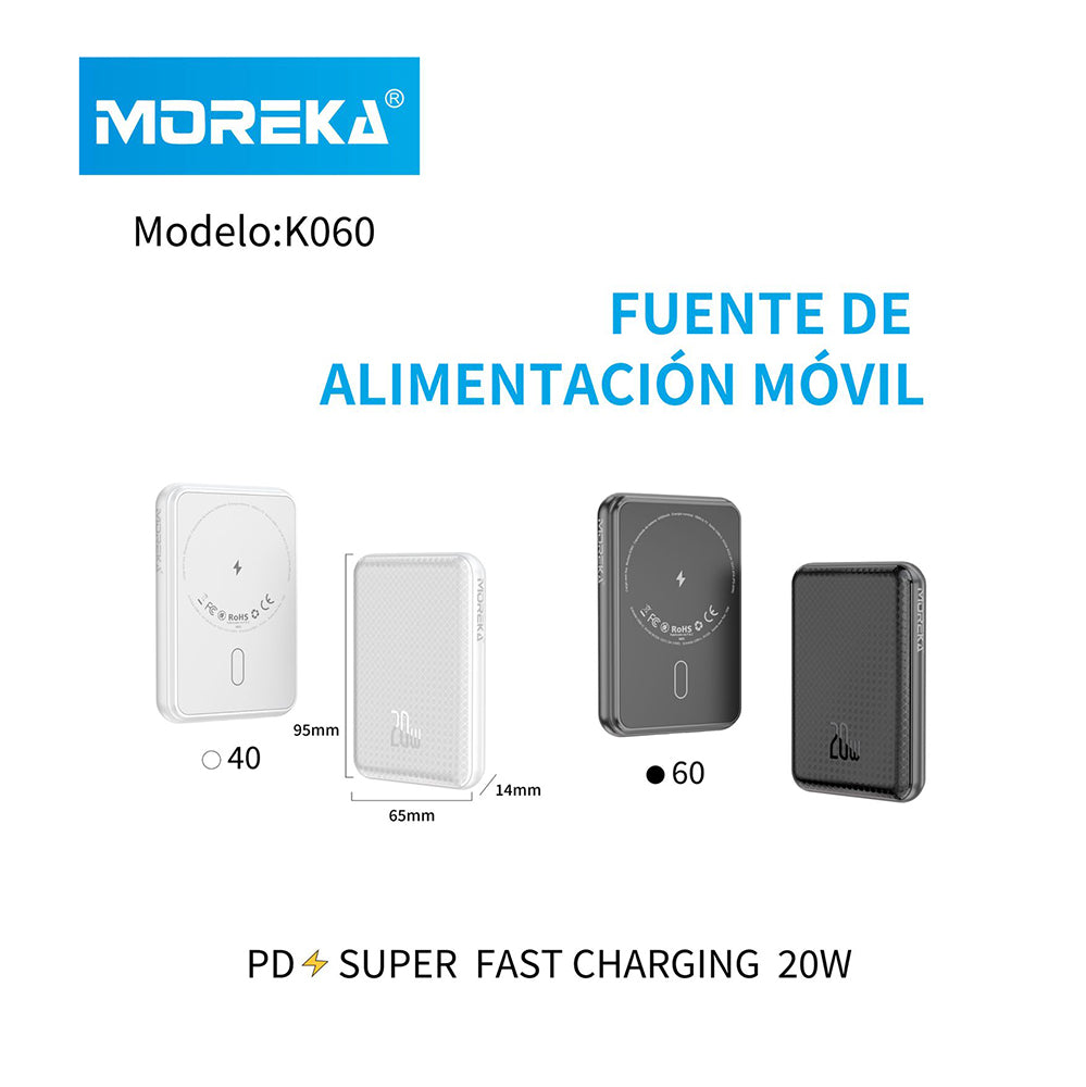 Powerbank Moreka K060 5000 mAh Carga Rápida 20W inalámbrica - Imagen 6
