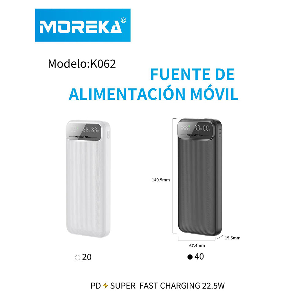 Powerbank Moreka K062 10000 mAh Tipo C IP Carga Rápida 22.5W - Imagen 7