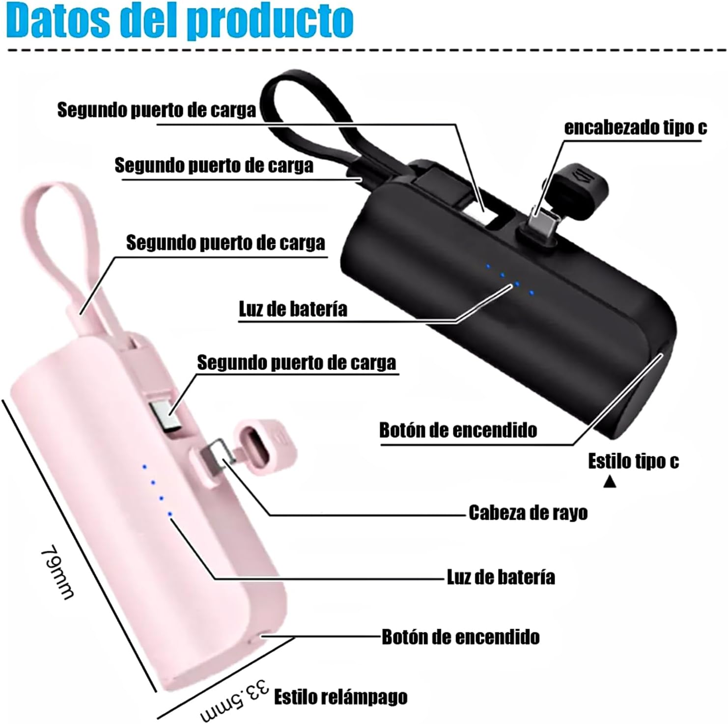 Powerbank Moreka K058 5000 mAh Tipo C IP - Imagen 5