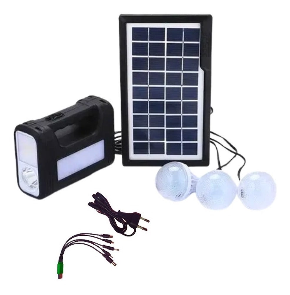 Mini Sistema Solar 3 Focos Linterna Power Bank MOR-8017 - Imagen 1