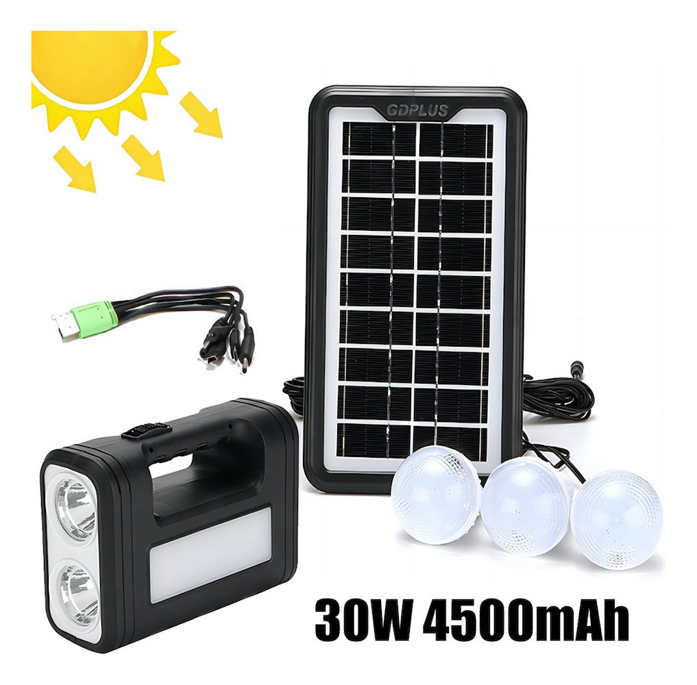 Mini Sistema Solar 3 Focos Linterna Power Bank MOR-8017 - Imagen 2