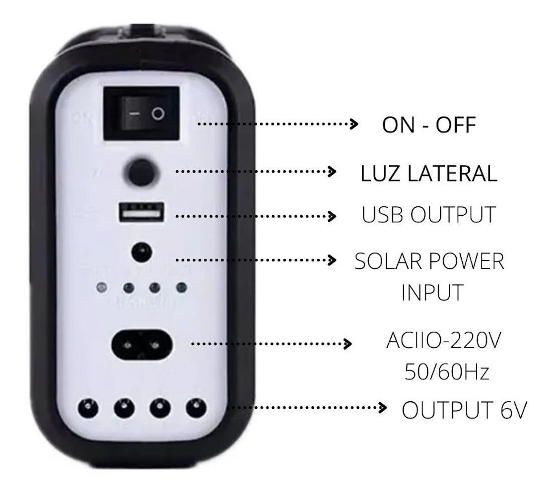 Mini Sistema Solar 3 Focos Linterna Power Bank MOR-8017 - Imagen 5