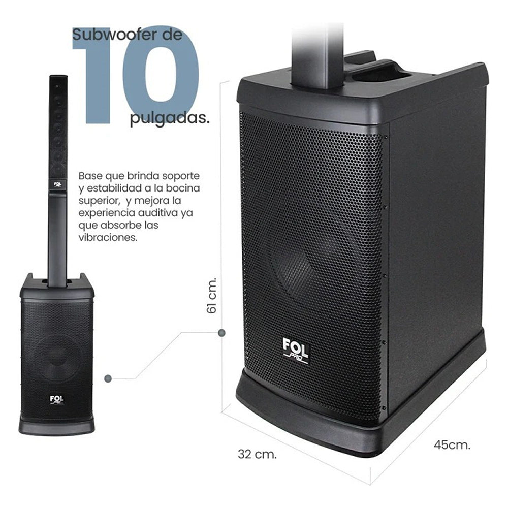 Torre De Audio Con Subwoofer 10 pulgadas más 6 bocinas 420W FS-T888 - Imagen 4