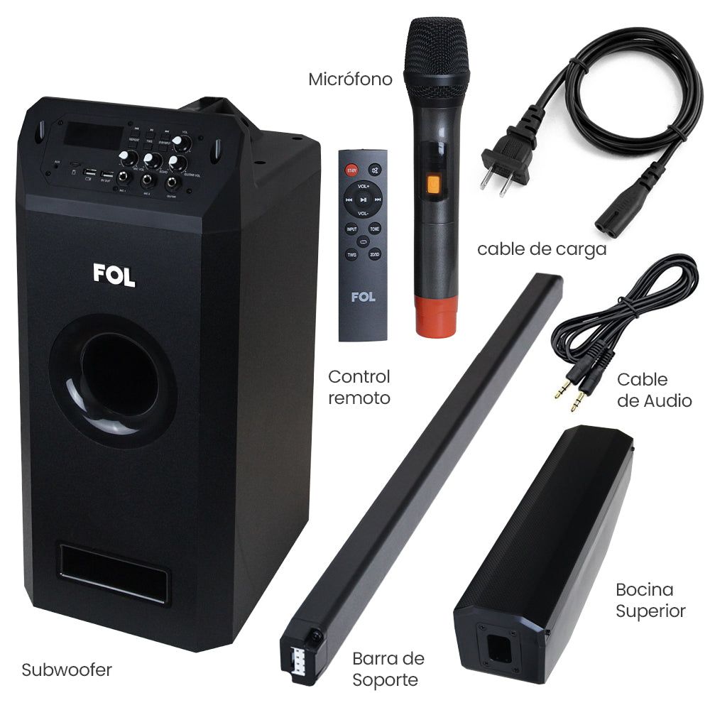Torre De Audio Con Subwoofer 8 pulgadas más 4 bocinas 200W 2000mAh Fs-t109 - Imagen 5