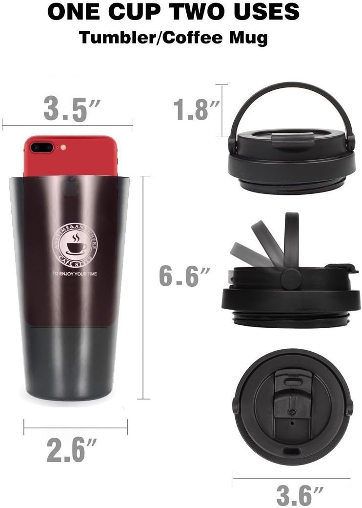 Taza de viaje de acero inoxidable con tapa a prueba de fugas 17 oz CB-004 - Imagen 6