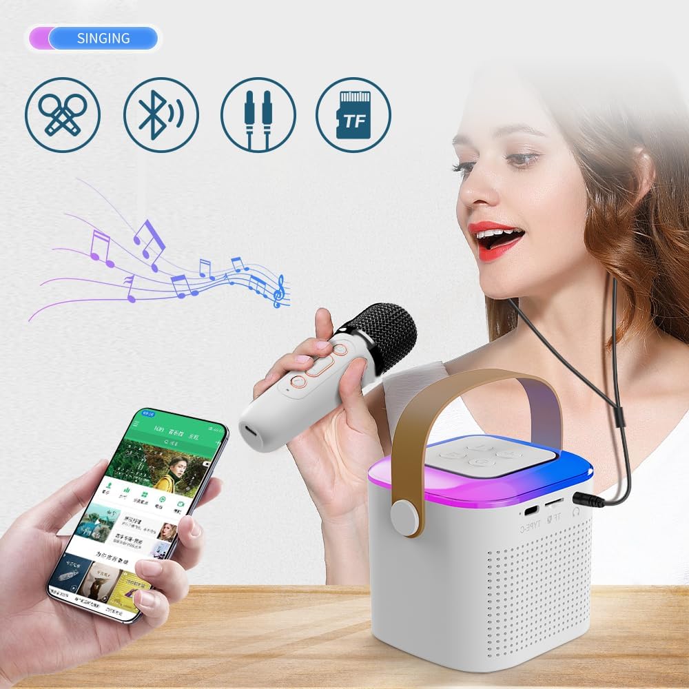 Máquina de karaoke para niños portátil Bluetooth con 1 micrófono Y1 - Imagen 4